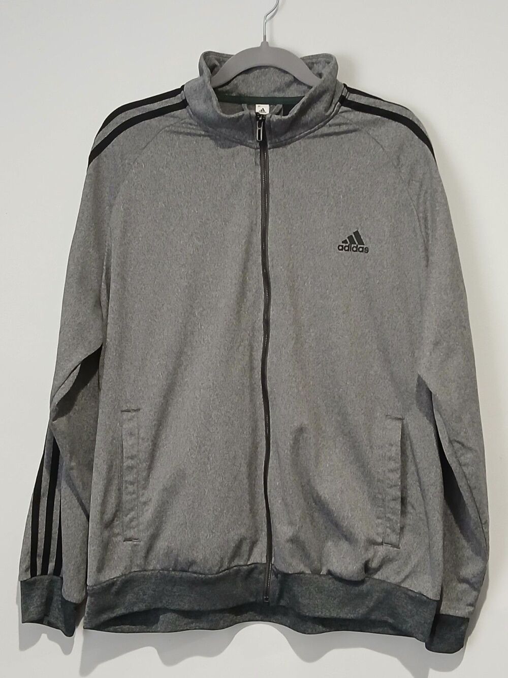 Adidas Gray Athletic Track Jacket Mock Neck. Men Size Extra Large